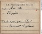 Etiketten zu Kupfer (NHMW-MIN-Aa1363)